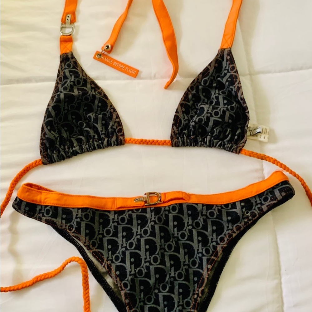 Dior Navy and Orange (denim) Bikini Set. AUTHENTIC!!US top 6/ US bottom 4.